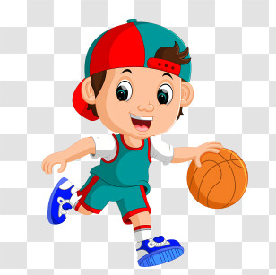 Cartoon Kid - Boy Playing Basketball Cartoon Style Transparent PNG