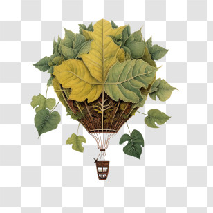 Hot Air Balloon - Hot Air Balloon Made Of Green Leaves Transparent PNG