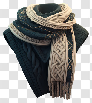 Wool Scarf Knit - Layered Cable Knit Scarf Display Transparent PNG