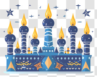 Birthday Cake - Decorative Blue Candles Illustration Transparent PNG
