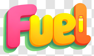 Fuel Logo - Colorful Fuel 3D Text Logo Transparent PNG