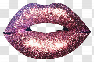 Glitter Kiss - Pink Glitter Lips In Fashion Style Transparent PNG