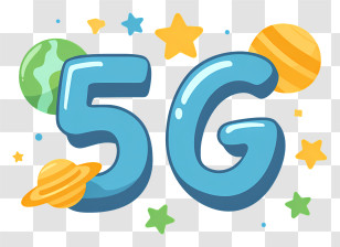 5g Text - 5G Symbol With Clouds And Stars Transparent PNG