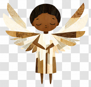 Black Christmas Angel - Child Angel With Closed Eyes And Wings Transparent PNG