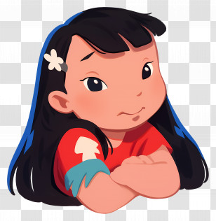 Lilo Pelekai - Illustration Of A Cute Cartoon Girl With Long Hair Transparent PNG