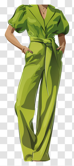 Jumpsuit - Stylish Green Jumpsuit Fashion Illustration Transparent PNG