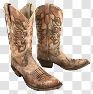 Cowgirl Boots - Vintage Leather Cowboy Boots Transparent PNG