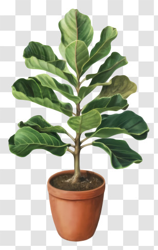 Fern Plant - Fiddle Leaf Fig In Terracotta Pot Transparent PNG