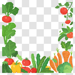 Vegetable - Colorful Vegetable Border Frame Transparent PNG