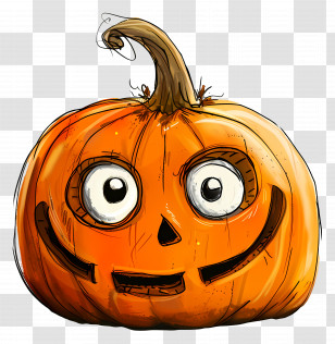 Fall Pumpkin - Halloween Carved Pumpkin With Fun Face Transparent PNG