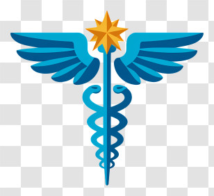 Hospital Logo - Blue Caduceus Medical Symbol Transparent PNG