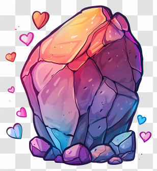 Rock - Colorful Rock With Hearts Transparent PNG