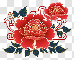 Minimalized Flat Vector Illustrate - Red Decorative Flowers Illustration Transparent PNG