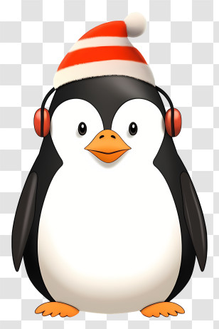 Cartoon Penguin - Cute Penguin With Winter Hat Transparent PNG