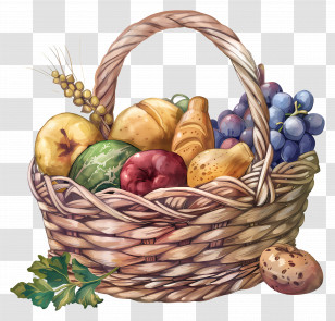 Food Basket - Colorful Fruit Basket Illustration Transparent PNG