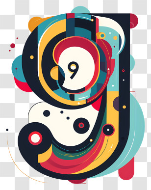 Number 9 - Colorful Abstract Number 9 Art Transparent PNG