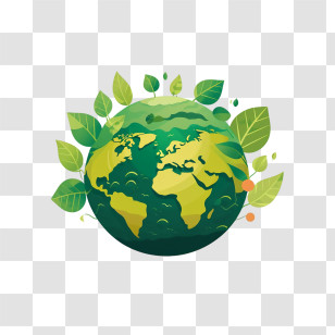 Green Earth
 - Illustration Of Green Earth With Leaves Transparent PNG