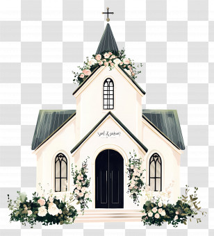 Wedding Church - Small Church With Floral Decorations Transparent PNG