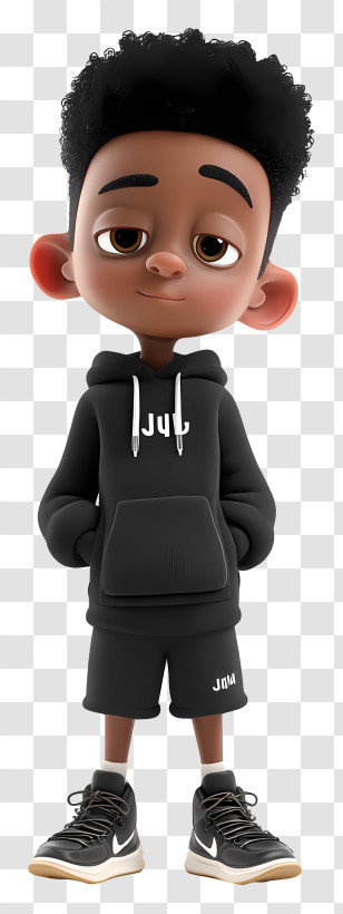 Black Boy - Cartoon Boy In Hoodie Transparent PNG