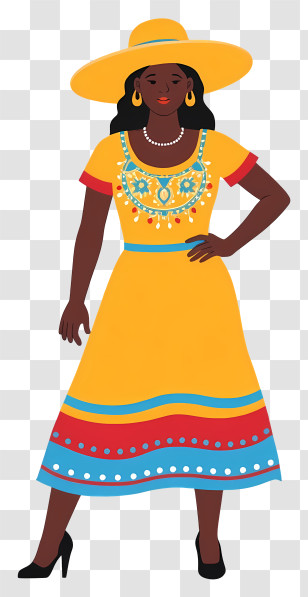 South Africa People - Yellow Traditional Dress With Hat Transparent PNG