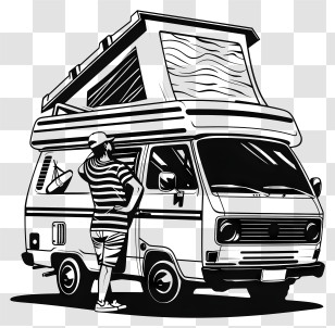 Camper Man - Adventurous Camper Van For Road Trips Transparent PNG