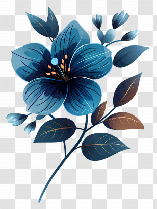 Blue Flower - Elegant Blue Flower Illustration Transparent PNG