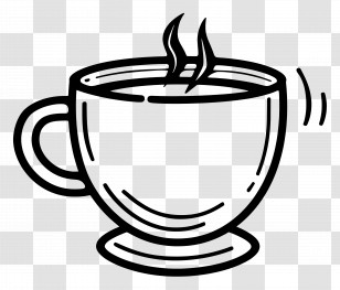 Coffee Cup Outline - Steaming Coffee Cup Outline Design Transparent PNG
