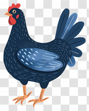 Hen - Blue Chicken Illustration With Textures Transparent PNG