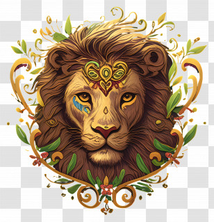 Lion Tattoo - Artistic Decorative Lion Illustration Transparent PNG