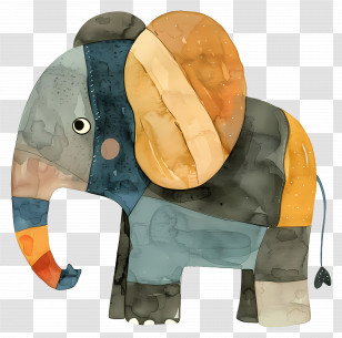 Cartoon Elephant - Patchwork Elephant Illustration Transparent PNG