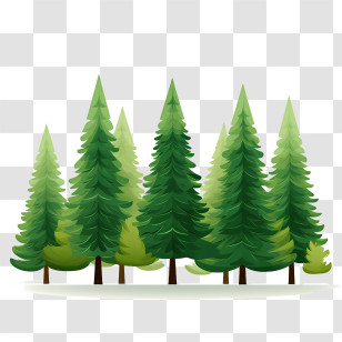 Christmas Tree - Green Pine Trees In A Forest Illustration Transparent PNG