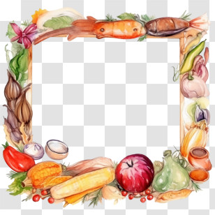World Food Day - Watercolor Decorative Food Border Frame Transparent PNG