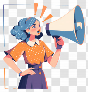 Promoting Girl - Woman Shouting With Megaphone Transparent PNG