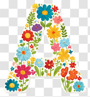 Letter A With Flowers - Floral Letter A Design Transparent PNG