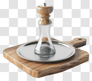 Pepper Shaker - Wooden And Glass Pepper Grinder On A Cutting Board Transparent PNG