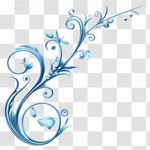 Blue - Elegant Blue Floral Swirl Design Transparent PNG