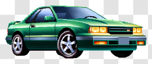 Pixel Car - Sleek Green Sports Car Transparent PNG