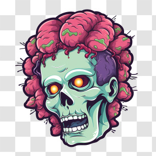 Zombie Skull - Zombie Head With Brain Illustration Transparent PNG