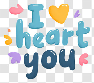 I Heart You - Cute 'I ♥ You' Heart Doodle Transparent PNG