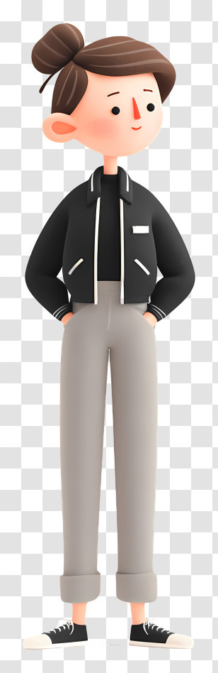 Woman Wearing Black Jacket - Casual Person In Black Jacket Transparent PNG