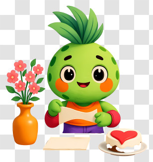 Plant Mascot Celebrating Mother's Day - Cute Pineapple Character Baking Transparent PNG
