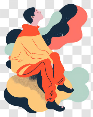 Mental Health Problem - Person In Colorful Abstract Background Transparent PNG