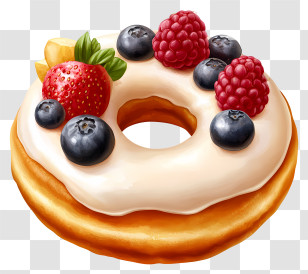 Bagel With Tops - Donut With Berries Illustration Transparent PNG