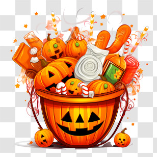 Halloween Candies Bowl - Halloween Candy Bucket With Treats Transparent PNG