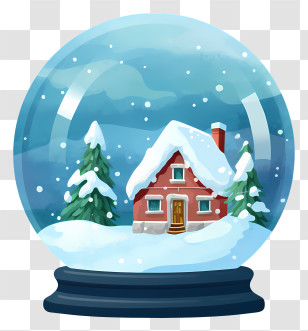 Snow Globe - Winter Snow Globe With A Miniature House Transparent PNG