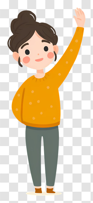 Cute Girl Waving Hello Transparent PNG