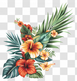 Tropical Flower Arrangement - Tropical Flower Arrangement Illustration Transparent PNG