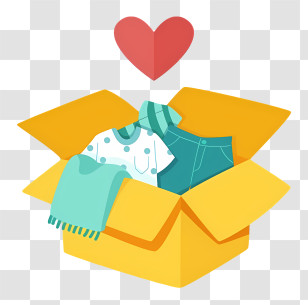 Box With Open Top - Clothes Donation Box With Heart Transparent PNG