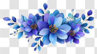Blue Wedding Flowers - Beautiful Blue Flowers Bouquet Transparent PNG