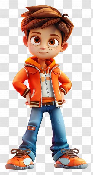 Cartoon Boy - Cartoon Boy In Orange Jacket Transparent PNG